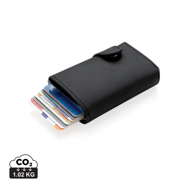  Standard aluminium RFID cardholder with PU wallet - XD Collection Black