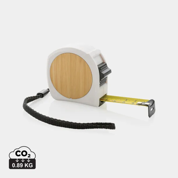  RCS recycled plastic FSC® bamboo tape 5M/19mm - XD Collection White