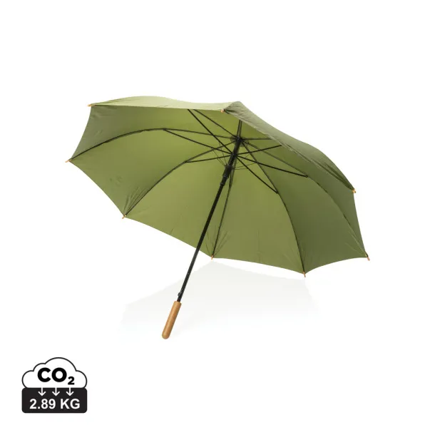  27" Impact AWARE™ RPET 190T auto open bamboo umbrella - XD Collection Green