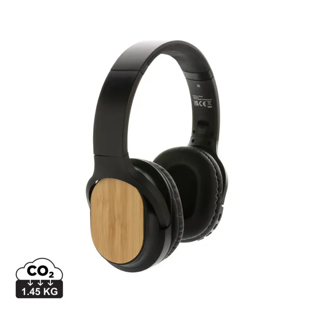  RCS and FSC® bamboo Elite Foldable wireless headphone - XD Collection Black