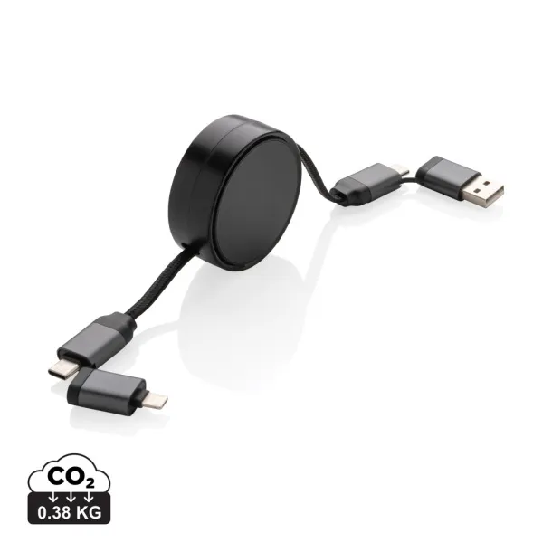  Terra 6u1 uvlačni kabel od RCS recikliranog aluminija - XD Xclusive Siva