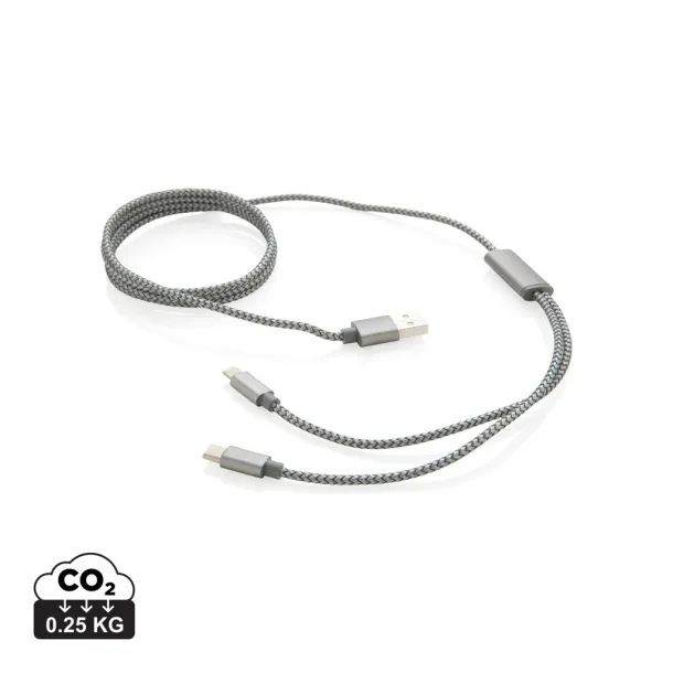  Pleteni 3 u 1 kabel - XD Collection Siva