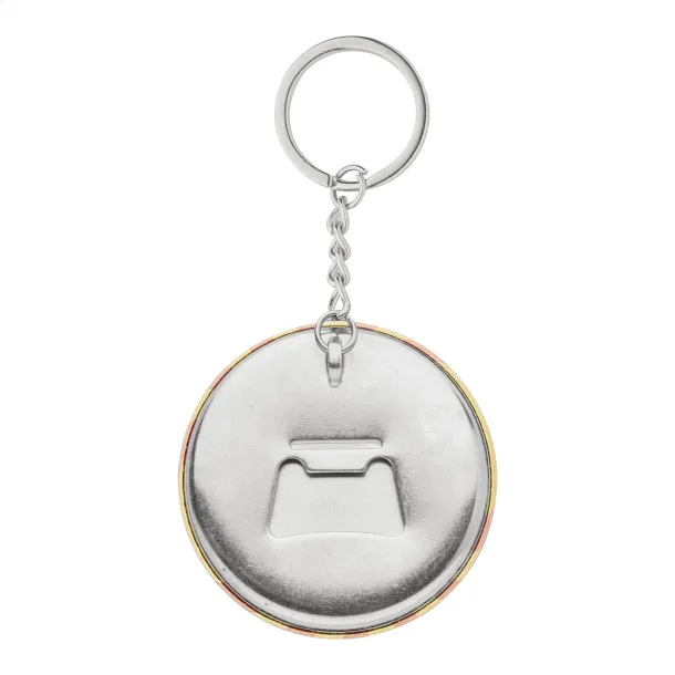 KeyBadge Bottle pin button keyring Silver White