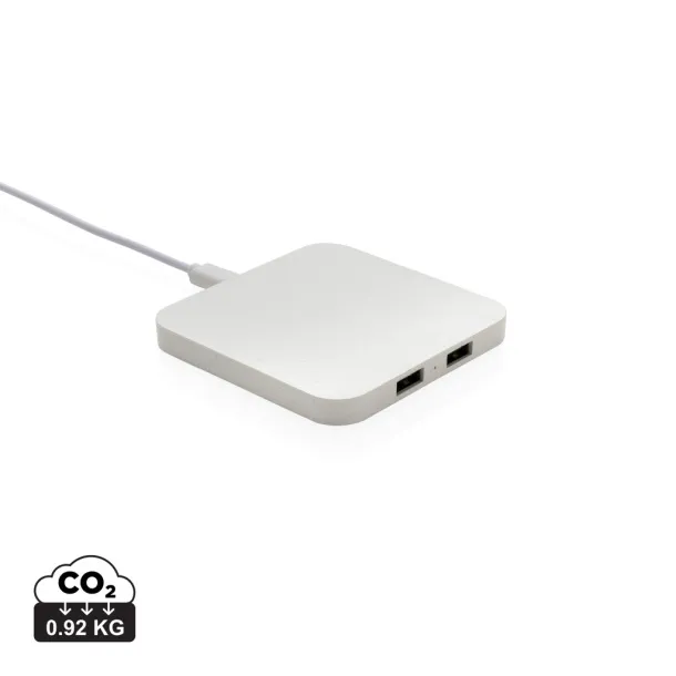  RCS recycled plastic 10W Wireless with USB Ports - XD Collection White