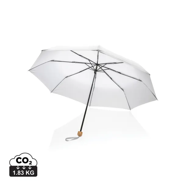 Impact AWARE™ 20.5" RPET Pongee mini kišobran s bambus drškom - XD Collection Bijela