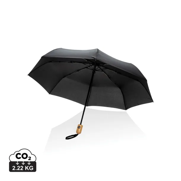  21" Impact AWARE™ RPET bamboo auto open/close umbrella - XD Collection Black