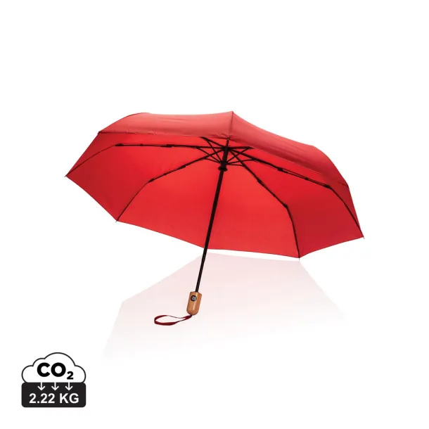 21" Impact AWARE™ RPET bambus kišobran s automatskim otvaranjem/zatvaranjem - XD Collection Crvena