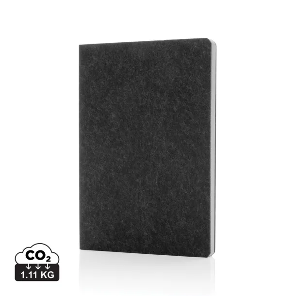  Phrase GRS certified recycled felt A5 notebook - XD Collection Black