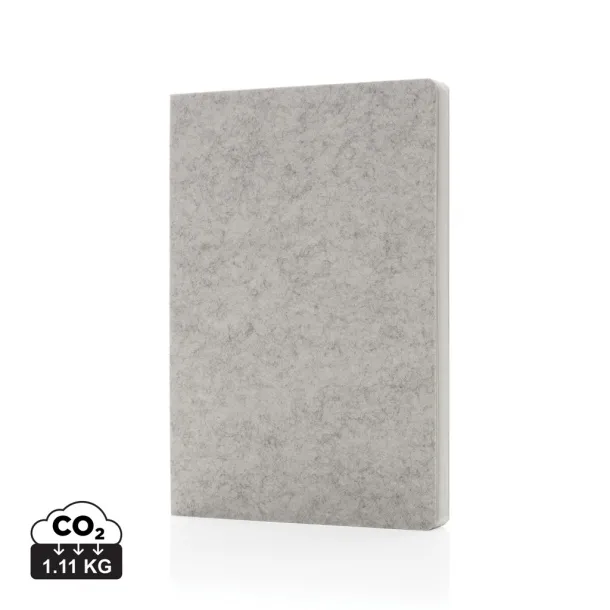  Phrase GRS certified recycled felt A5 notebook - XD Collection Grey