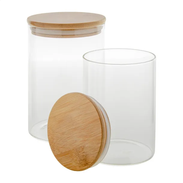 Momomi XL staklenka s poklopcem od bambusa 1000 ml Prozirno Prirodna