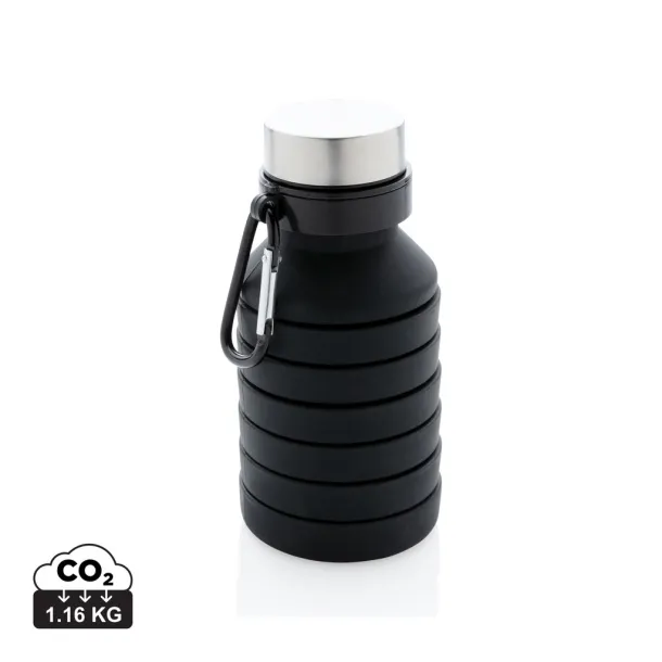  Leakproof collapsible silicon bottle with lid - XD Collection Black