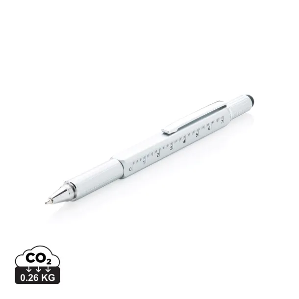  5 u 1 aluminijska kemijska olovka s višenamjenskim alatom - XD Collection Siva