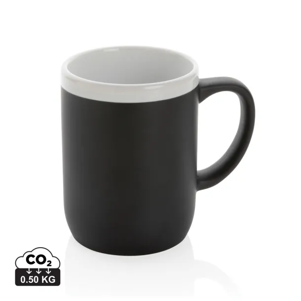  Keramička šalica s bijelim rubom, 300 ml - XD Collection Crna Bijela