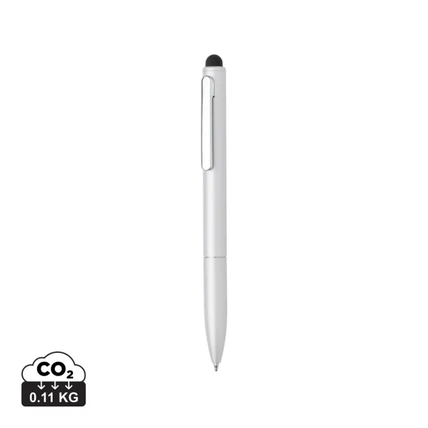  Kymi stylus kemijska olovka od RCS certificiranog recikliranog aluminija - XD Collection Srebrna