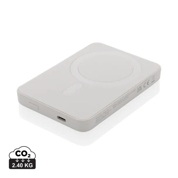  Magnetix magnetna prijenosna baterija od RCS reciklirane plastike, 5000 mAh - XD Collection Bijela