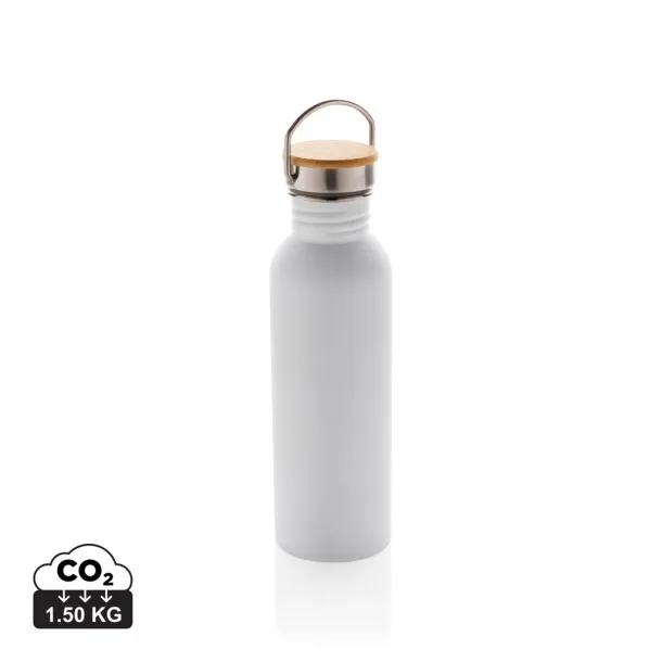  Modern stainless steel bottle with bamboo lid - XD Collection White