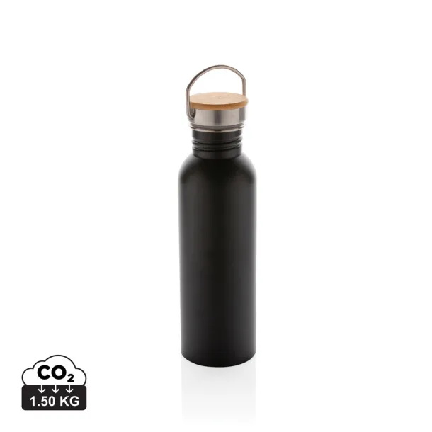  Modern stainless steel bottle with bamboo lid - XD Collection Black