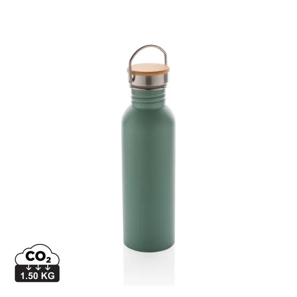 Modern stainless steel bottle with bamboo lid - XD Collection Green