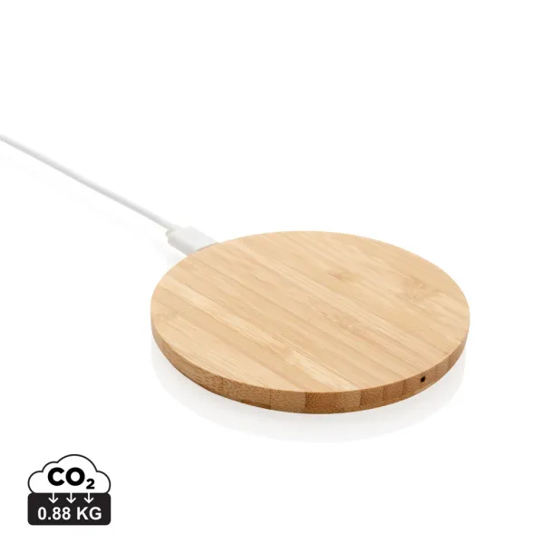  FSC® certified bamboo 5W wireless charger round - XD Collection Brown