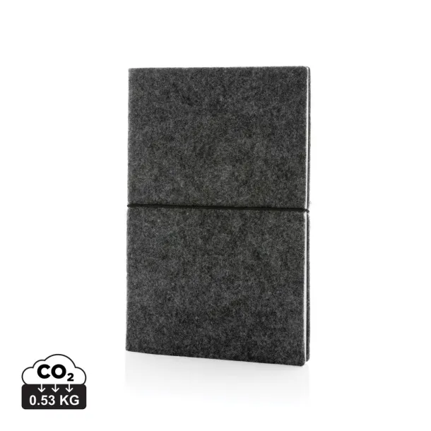  A5 notes s mekanim koricama od GRS certificiranog recikliranog filca - XD Collection Crna