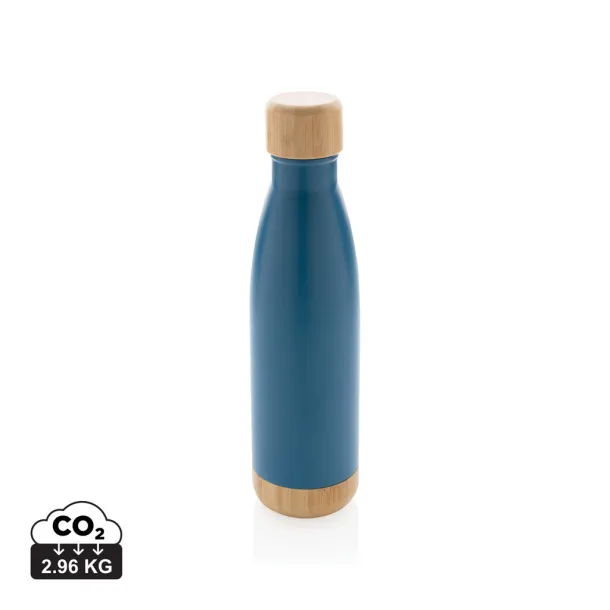  Vacuum stainless steel bottle with bamboo lid and bottom - XD Collection Plava