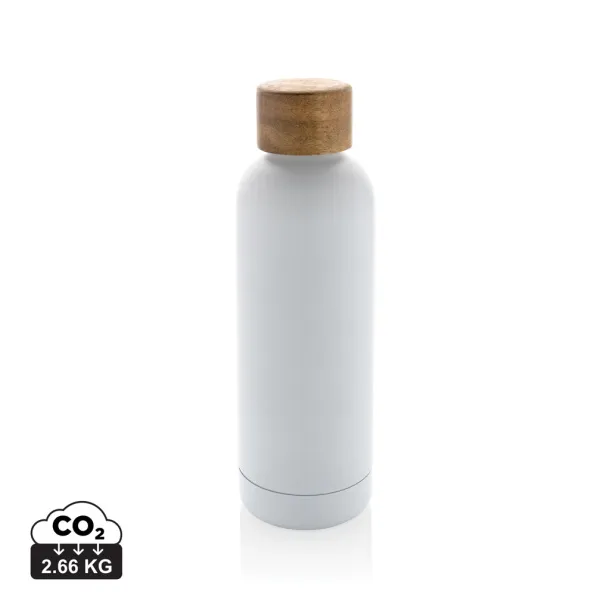  Wood vakuum boca od RCS certificiranog recikliranog nehrđajućeg čelika, 500 ml - XD Collection Bijela