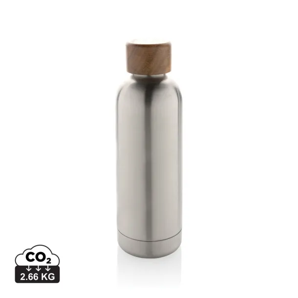  Wood RCS certified recycled stainless steel vacuum bottle - XD Collection Silver