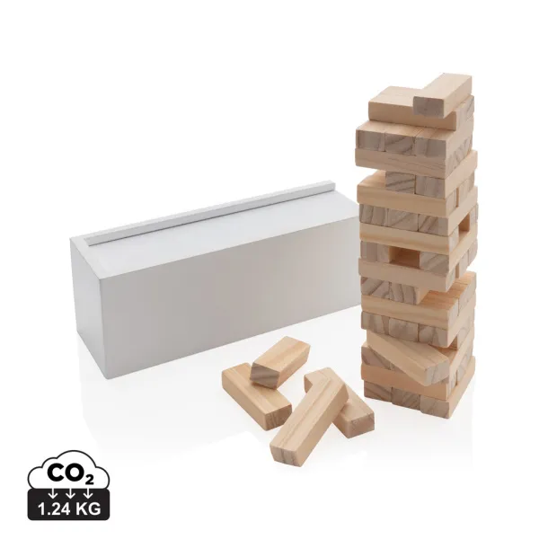  FSC® Deluxe tumbling tower wood block stacking game - XD Collection White