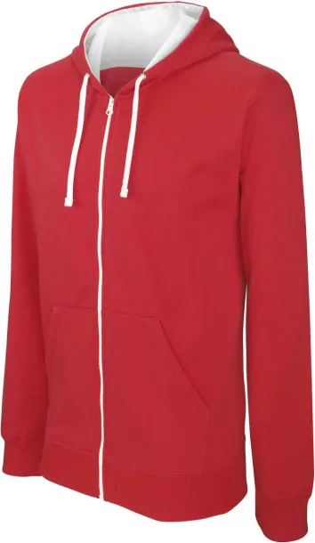  MEN'S CONTRAST HOODED FULL ZIP SWEATSHIRT - Kariban Red White