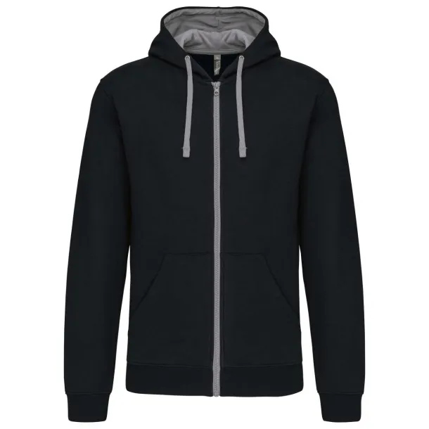  MEN'S CONTRAST HOODED FULL ZIP SWEATSHIRT - Kariban Black Red