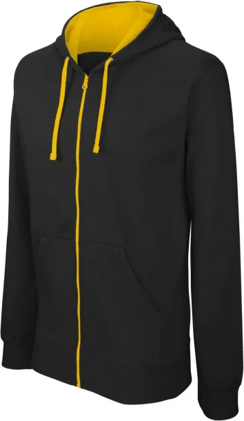  MEN'S CONTRAST HOODED FULL ZIP SWEATSHIRT - Kariban Black Yellow