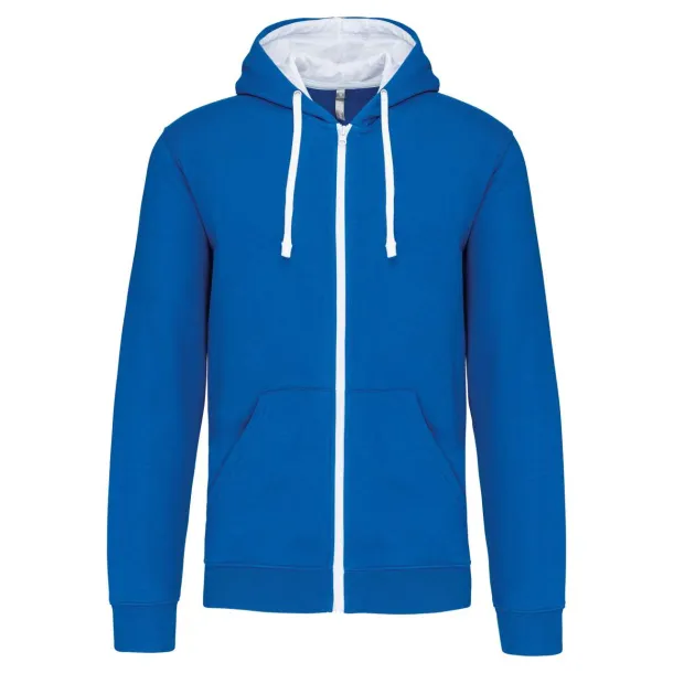  MEN'S CONTRAST HOODED FULL ZIP SWEATSHIRT - Kariban Light Royal Blue White