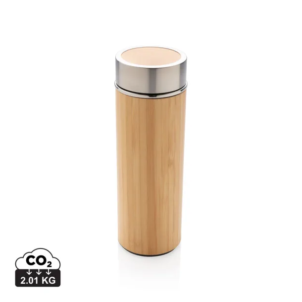  Leak proof bamboo vacuum bottle - XD Collection Brown