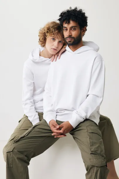 Iqoniq Yengo unisex hoodie od recikliranog pamuka s bočnim džepovima, 280 g/m² - iqoniq recycled white