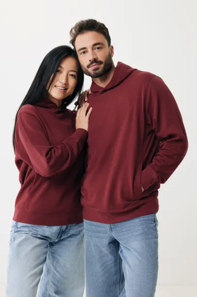 Iqoniq Yengo unisex hoodie od recikliranog pamuka s bočnim džepovima, 280 g/m² - iqoniq burgundy