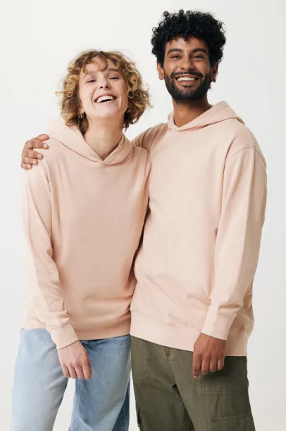 Iqoniq Yengo recycled cotton hoodie with sidepockets - iqoniq peach nectar