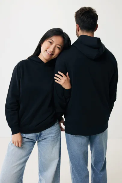 Iqoniq Yengo unisex hoodie od recikliranog pamuka s bočnim džepovima, 280 g/m² - iqoniq Crna