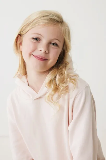 Iqoniq Yengo dječji hoodie od recikliranog pamuka s bičnim džepovima, 280 g/m² - iqoniq cloud pink