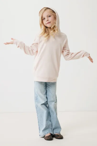Iqoniq Yengo dječji hoodie od recikliranog pamuka s bičnim džepovima, 280 g/m² - iqoniq cloud pink