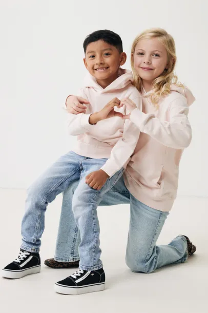 Iqoniq Yengo kids recycled cotton hoodie with sidepockets - iqoniq cloud pink