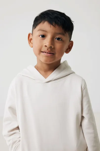Iqoniq Yengo dječji hoodie od recikliranog pamuka s bičnim džepovima, 280 g/m² - iqoniq ivory white