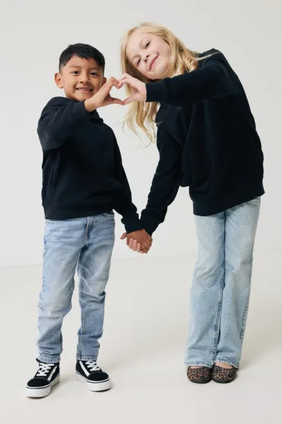 Iqoniq Yengo dječji hoodie od recikliranog pamuka s bičnim džepovima, 280 g/m² - iqoniq Crna