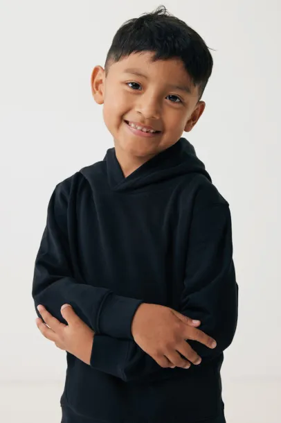 Iqoniq Yengo kids recycled cotton hoodie with sidepockets - iqoniq Black