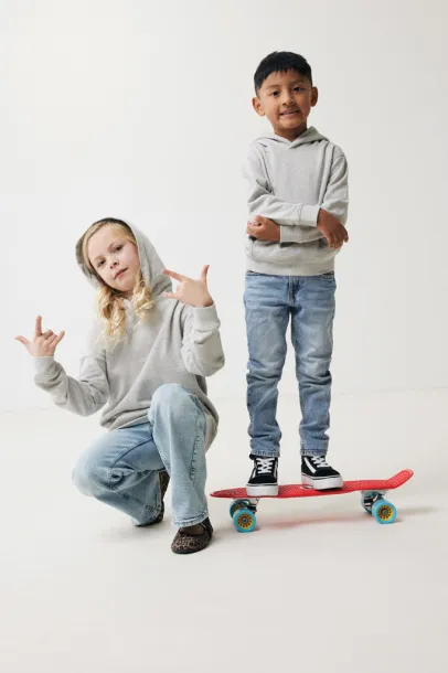 Iqoniq Yengo kids recycled cotton hoodie with sidepockets - iqoniq light heather grey