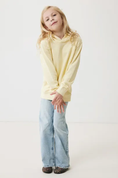 Iqoniq Yengo kids recycled cotton hoodie with sidepockets - iqoniq cream yellow