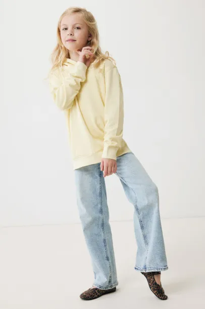 Iqoniq Yengo kids recycled cotton hoodie with sidepockets - iqoniq cream yellow