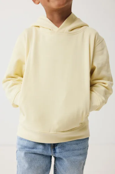 Iqoniq Yengo kids recycled cotton hoodie with sidepockets - iqoniq cream yellow