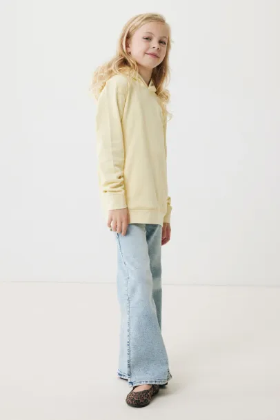 Iqoniq Yengo kids recycled cotton hoodie with sidepockets - iqoniq cream yellow