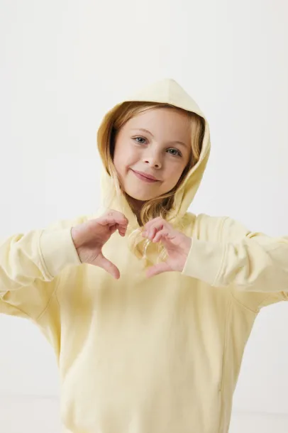 Iqoniq Yengo kids recycled cotton hoodie with sidepockets - iqoniq cream yellow