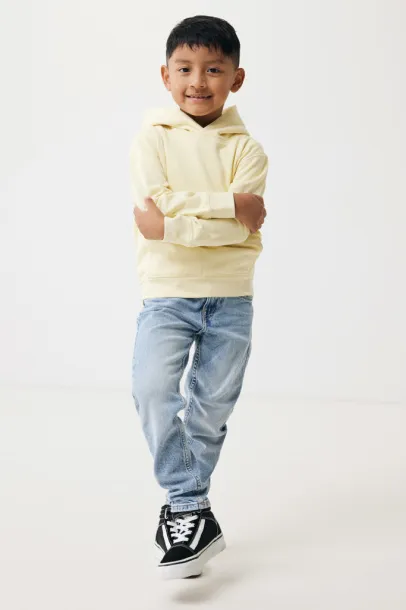 Iqoniq Yengo kids recycled cotton hoodie with sidepockets - iqoniq cream yellow